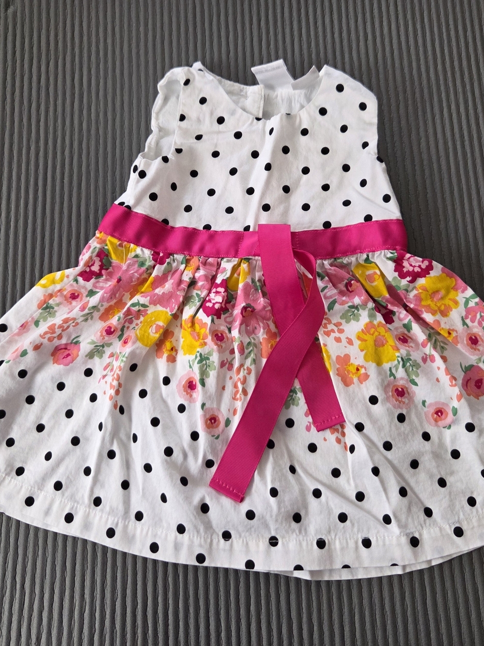 Koala Kids White Polka Dot Floral Fit & Flare Dress Multicolor 9/12 Month